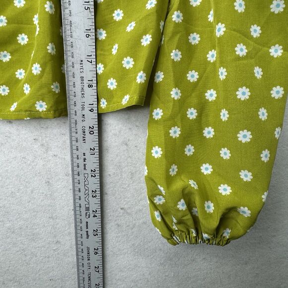 Levi’s Embry Tie Front Green Floral Daisy Lightweight Boho Top Womens Size XL - Picture 8 of 14